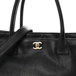 Calfskin Cerf Executive Shopper Tote Black