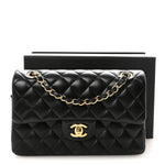 Lambskin Quilted Small Double Flap Black