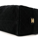 Suede Quilted Medium Chanel 25 Handbag Black