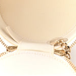 Lambskin Quilted Round Small Vanity Case With Chain White Black