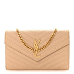 Grain De Poudre Matelasse Chevron Monogram Chain Wallet Nude Powder