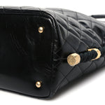 Crumpled Calfskin En Vogue Rope Hobo Bag Black