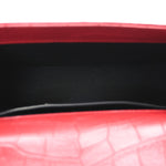 Calfskin Crocodile Embossed Small Classic Monogram Kate Tassel Satchel Red