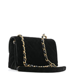 Velvet Strass Diamond Lock Flap Black