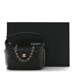 Caviar Quilted Hobo Clutch With Chain  Black