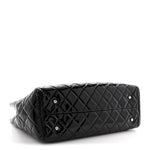 Patent Quilted Large Coco Shine Shopping Tote Black