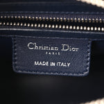 Calfskin Floral Print Medium Lady Dior Navy Blue Multicolor
