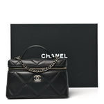 Caviar Quilted Top Handle Slim Vanity With Chain Black