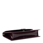 Patent Birdy Snakeskin Embossed Loubi54 Crossbody Clutch Merlot
