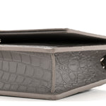 Calfskin Crocodile Embossed Kate Monogram Tassel Chain Wallet Fog