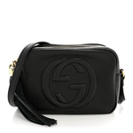Pebbled Calfskin Small Soho Disco Bag Black