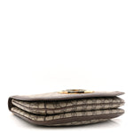 GG Supreme Monogram Textured Dollar Calfskin Web Medium Blondie Top Handle Shoulder Flap Bag Beige Ebony New Acero