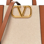 Canvas Calfskin Small Vlogo Signature Handbag Beige Selleria