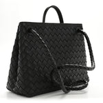 Nappa Intrecciato Medium Andiamo Shoulder Bag Black