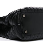 Calfskin Y Quilted Monogram Monochrome Large Loulou Chain Satchel Black