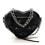 Agneau Arena Mini Le Cagole Heart Bag Black