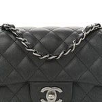 Iridescent Caviar Quilted Mini Rectangular Flap Black