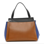 Smooth Calfskin Medium Tri-Color Edge Shoulder Bag Tan