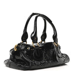Crinkled Patent Medium Paddington Satchel Black
