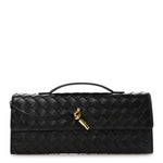 Nappa Intrecciato Long Andiamo Top Handle Clutch Black