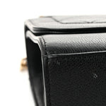 Grained Calfskin Quilted Medium Label Click Flap Bag Black