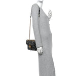 X BALENCIAGA Calfskin Matelasse Logo Print Small GG Marmont Shoulder Bag Black