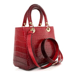 Alligator Gradient Medium Lady Dior Red