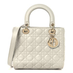 Lambskin Cannage Medium Lady Dior Grey