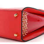 Calfskin Patent Studded Small Paloma Red
