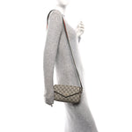 GG Supreme Monogram Textured Dollar Calfskin Web Mini Ophidia Envelope Shoulder Bag Beige Ebony New Acero