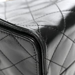 Shiny Crumpled Calfskin Quilted Small Chanel 25 Handbag Black