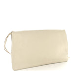 Chevre Silver Metallic Edge Hardware Envelope Clutch Gris Glace