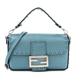 Metallic Cuoio Roma Sellerissima Nappa Sintetica Tape Stitch Mini Baguette Placca Argento