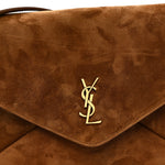 Suede Large Cassandre Pouch On Chain Caramel Cognac