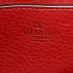 Grainy Calfskin Small Rockstud Double Top Handle Bag Rosso Valentino