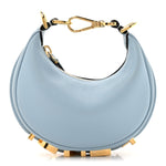 Vitello Grace Matte Nano Fendigraphy Hobo Charm Azzurro Baby