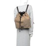 Monogram Dollar Calfskin O Drawstring Backpack Beige Ebony Testa di Moro Dark Chocolate
