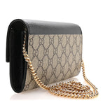 Dollar Calfskin GG Supreme Monogram Petite GG Marmont Wallet Chain Bag Black Beige Ebony
