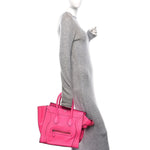 Drummed Calfskin Mini Luggage Fluo Pink