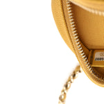 Caviar Quilted Round Clutch With Chain Yellow