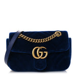 Velvet Matelasse Mini GG Marmont Shoulder Bag Cobalt Blue
