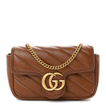 Azalea Calfskin Matelasse Diagonal Super Mini GG Marmont Shoulder Bag Cuir