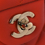 Caviar Quilted Medium Double Flap Light Red