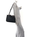 Bullskin Stitched Bi-Color Medium Shopping Tote Black