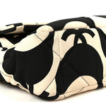 Fabric Printed Large Chanel 19 Flap Black Ecru