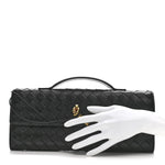 Nappa Intrecciato Long Andiamo Top Handle Clutch Black
