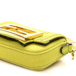 Canvas Vitello King FF Embroidered Nano Maxi Buckle Baguette Charm Wasabi