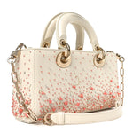 Calfskin Embroidered Small Lady D-Joy White Multicolor