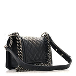 Caviar Quilted Small Boy Flap Black