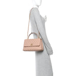 Caviar Lizard Quilted Small Coco Handle Flap Beige